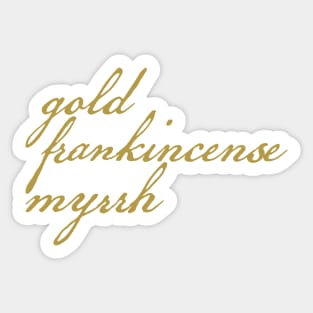 Three Christmas Gift Minimal Typography Gold Script Sticker